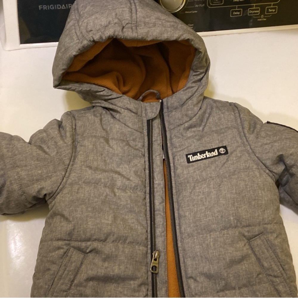 Timberland Gray Jacket with Orange Lining